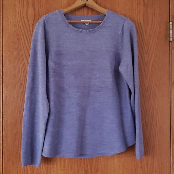 Pretty Heather Blue Croft & Barrow Ribbed Top Sz M - Picture 1 of 6
